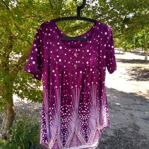 Women's purple multiple design top